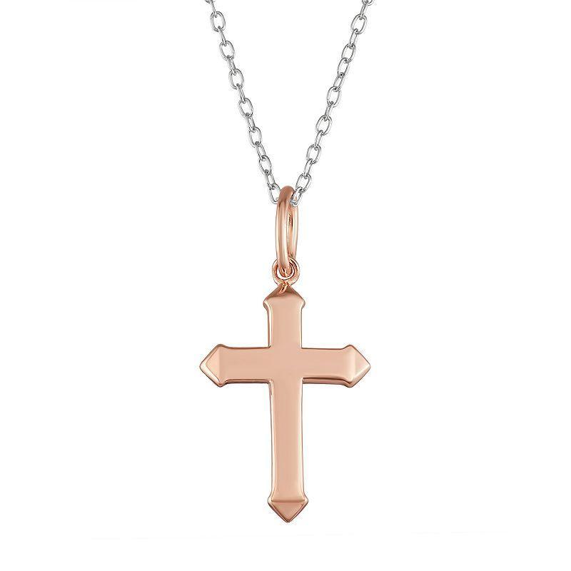 My Shield My Strength Sterling Silver Cross Pendant, Womens Pink Tone Product Image