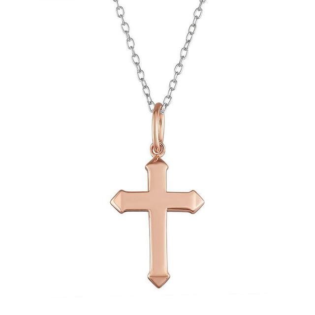 My Shield My Strength Sterling Silver Cross Pendant, Womens Pink Tone Product Image