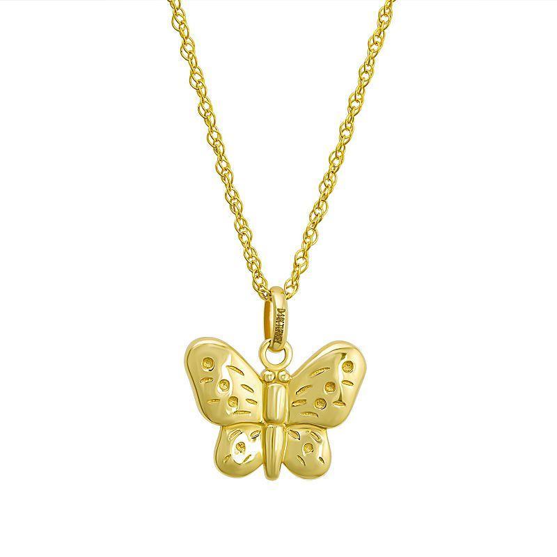 10k Gold Butterfly Pendant Necklace, Womens Yellow Product Image