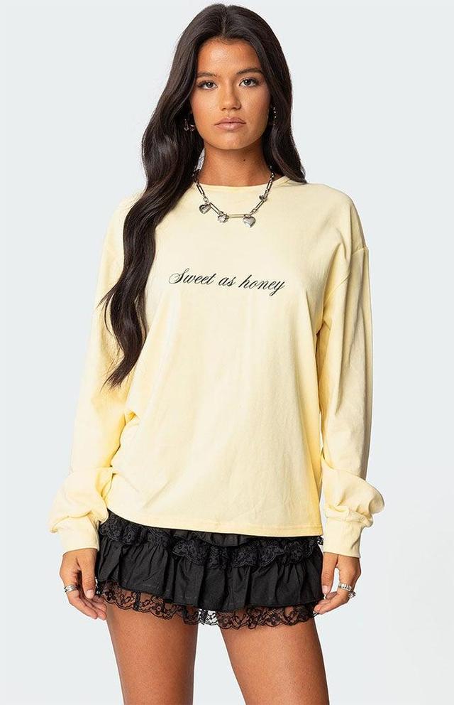 Edikted Women's Honeybee Oversized Long Sleeve T-Shirt Product Image