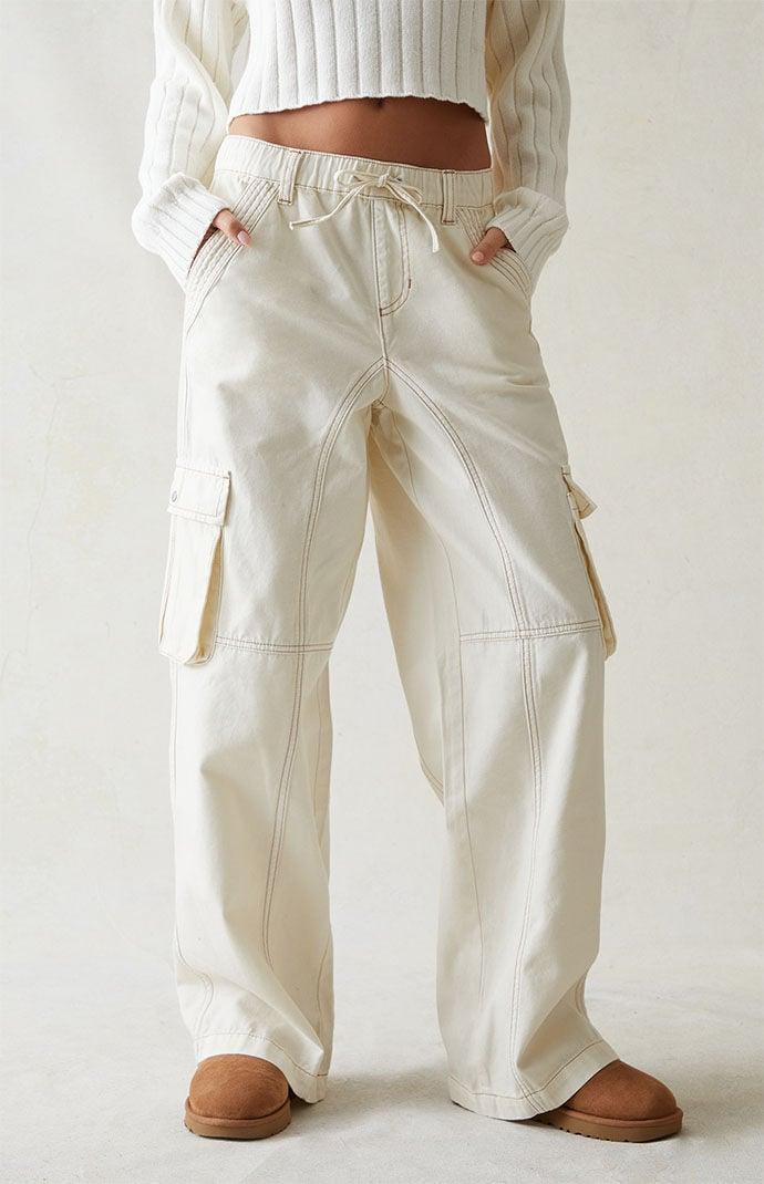 Women's Drawstring Waist Baggy Cargo Pants - Product Image