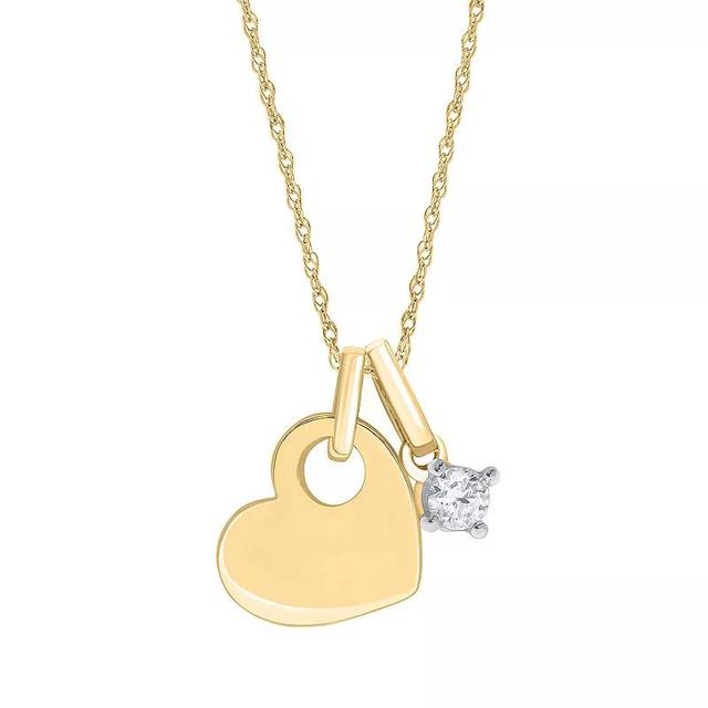 Sterling Silver Diamond Accent Heart Charm Necklace, Womens Gold Tone Product Image