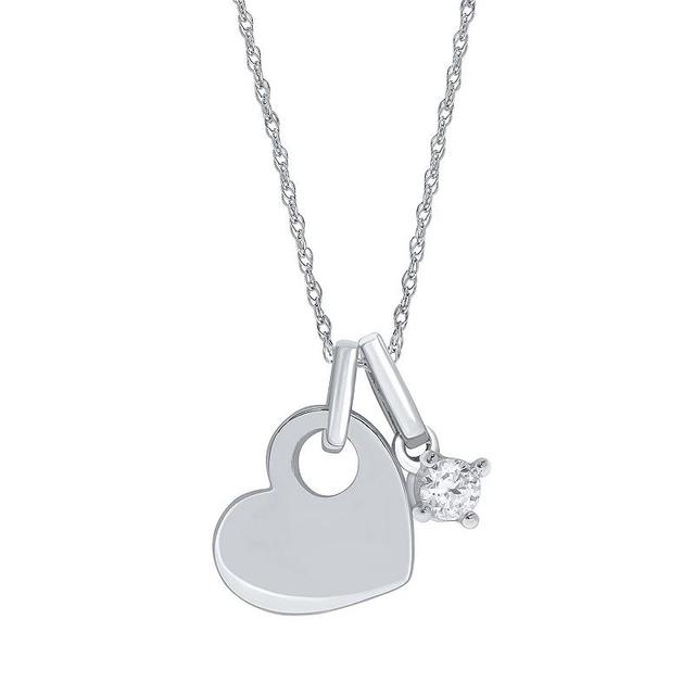 Sterling Silver Diamond Accent Heart Charm Necklace, Womens Product Image