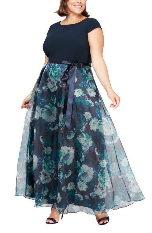 Sl Fashions Plus Size Floral-Skirt Gown Product Image