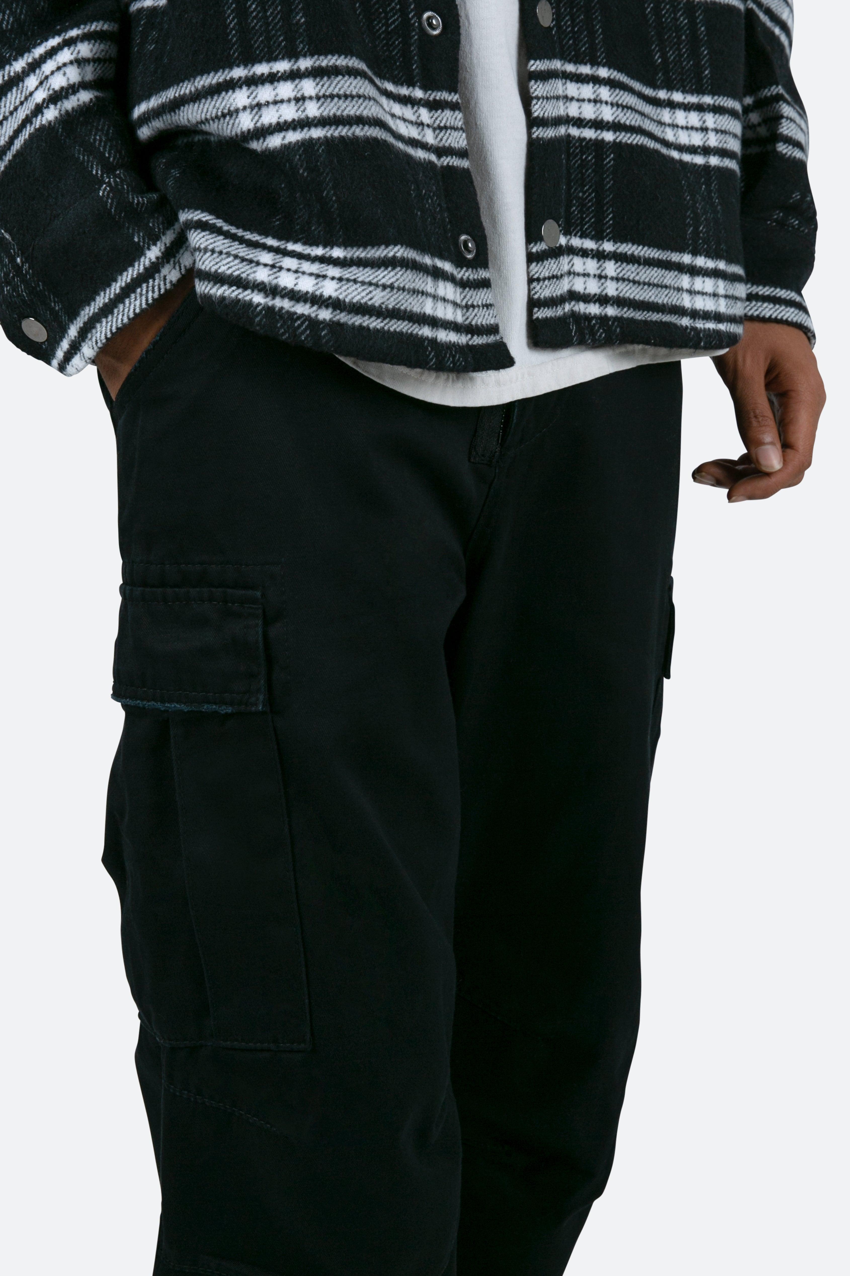 Zipper Denim Cargo Pants - Black Product Image