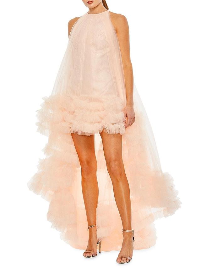 Womens Ruffled Hem High-Low Gown Product Image