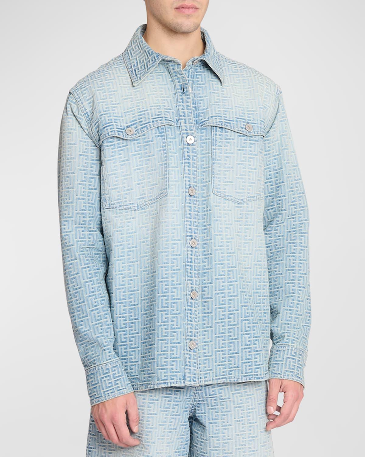 Mens Jacquard Monogram Denim Shirt Product Image