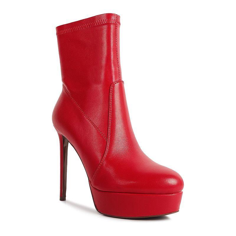 London Rag Rossetti Womens Stretch High Heel Ankle Boots Red Product Image