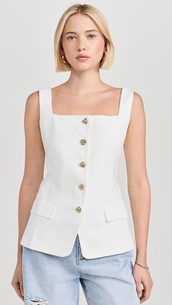 Pixie Market Agatha Gold Button Linen Vest | Shopbop Product Image