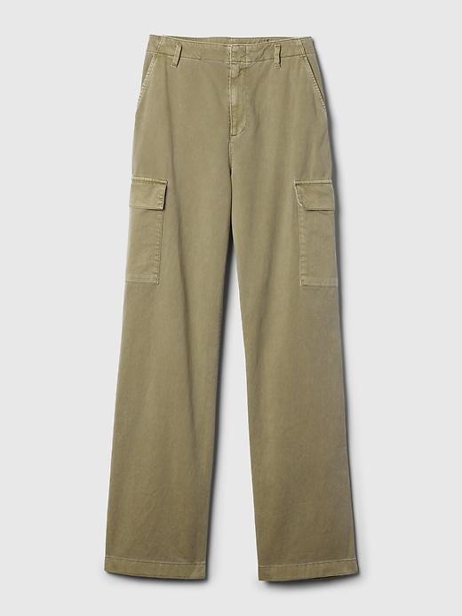 Mid Rise Loose Khaki Cargo Pants Product Image