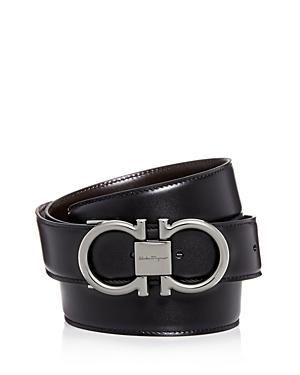 FERRAGAMO Gancio Reversible Calfskin Leather Belt Product Image