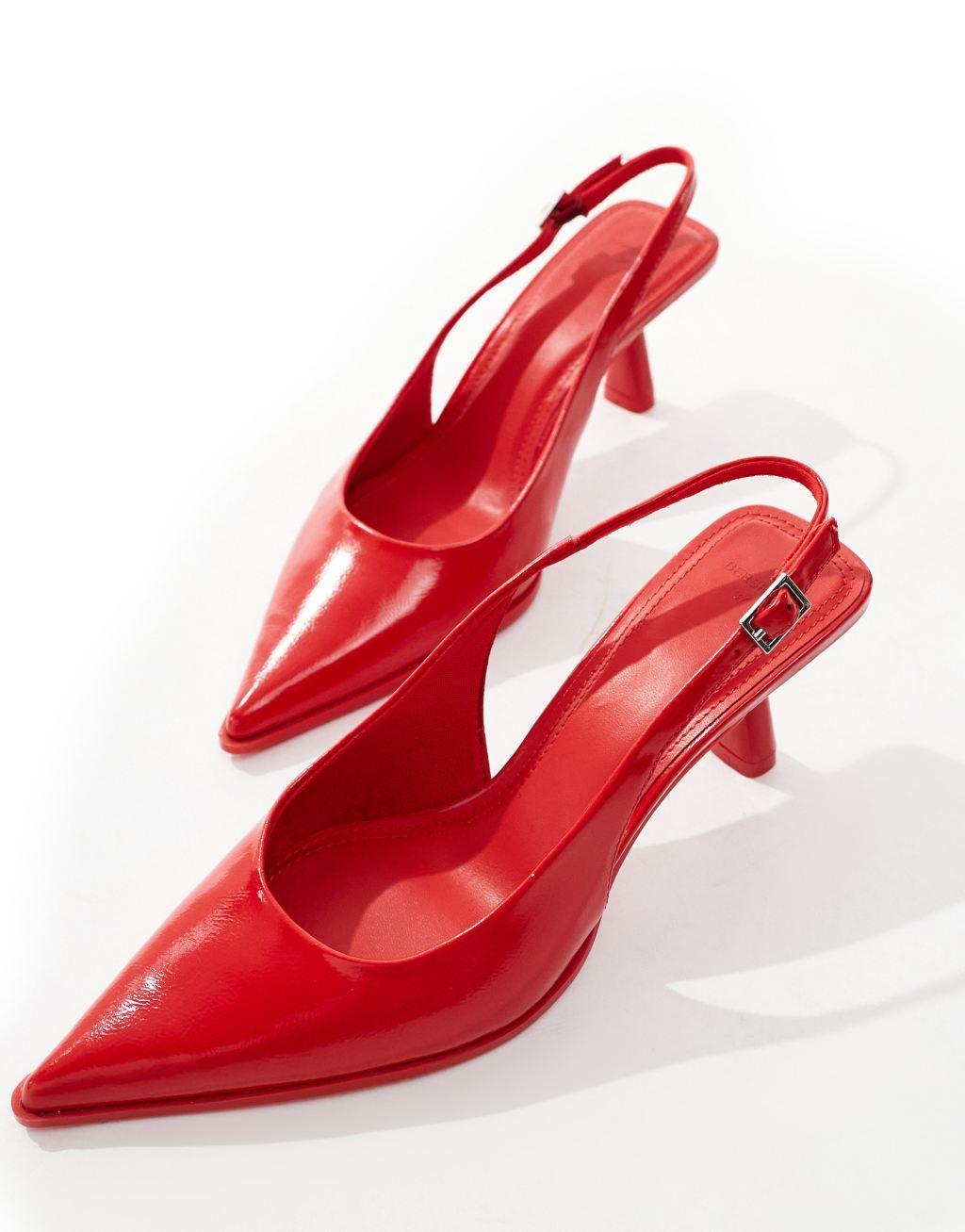 Bershka pointed slingback heels in red Product Image