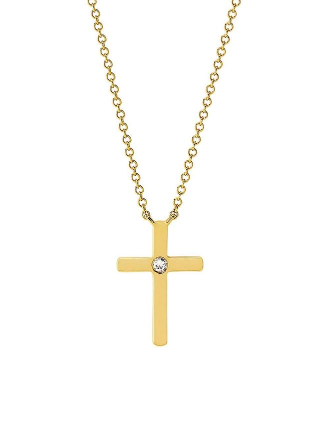 Womens 14K Yellow Gold & 0.03 TCW Diamond Cross Pendant Necklace Product Image