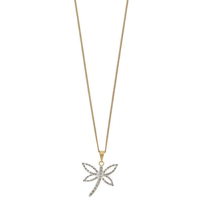 Diamond Mystique Sterling Silver Diamond Accent Dragonfly Pendant Necklace, Womens White Product Image