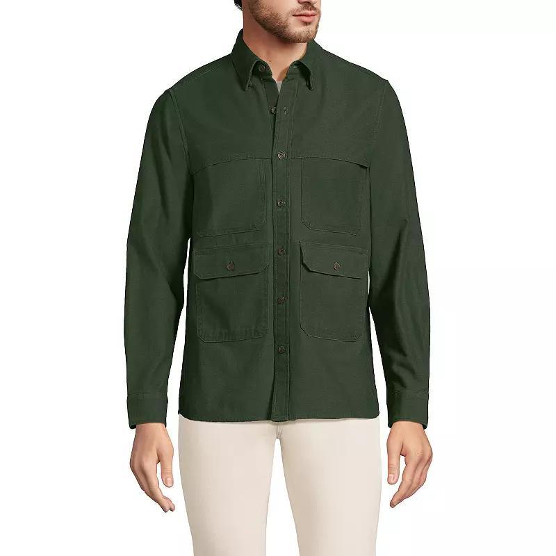 Mens Lands End Textured Twill Utility Long Sleeve Shirt Product Image