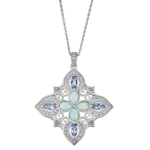 Sterling Silver Tanzanite & Lab-Created Opal Pendant, Womens Product Image