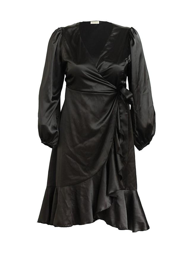 Kiyonna Serena Long Sleeve Satin Wrap Dress Product Image