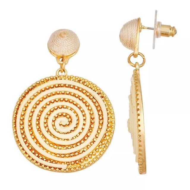 Sonoma Goods For Life Gold Tone Mix Media Spiral Disc Earrings, Womens, White Product Image