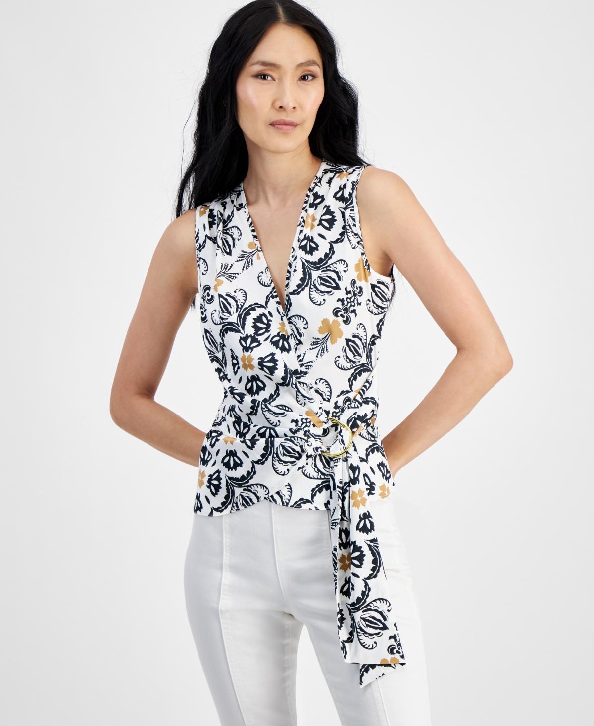 Women's Belted Sleeveless Wrap Top, Created for Macy's Product Image