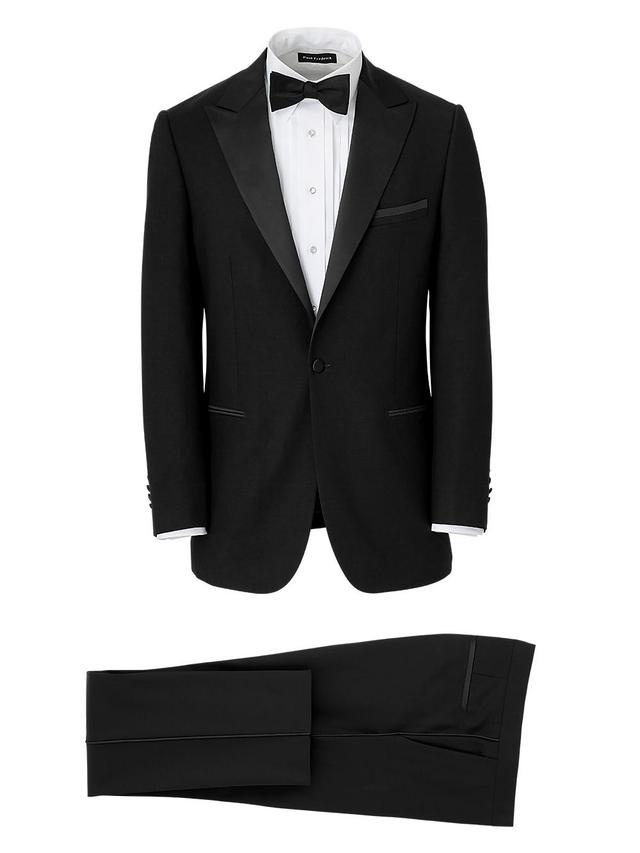 Wool Stretch Peak Lapel Tuxedo - Black Product Image