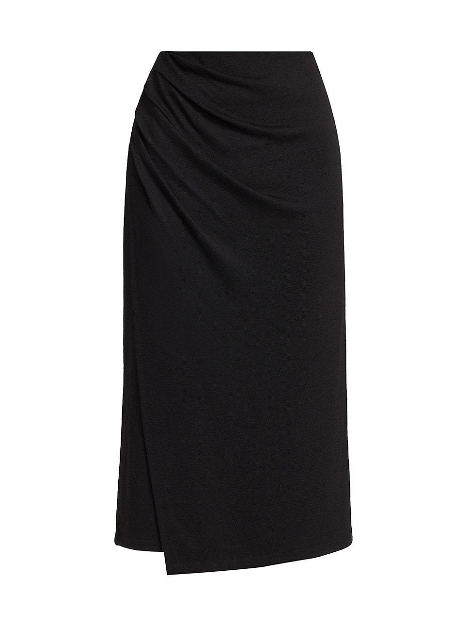 Womens Side Draped Jersey Midi-Skirt Product Image