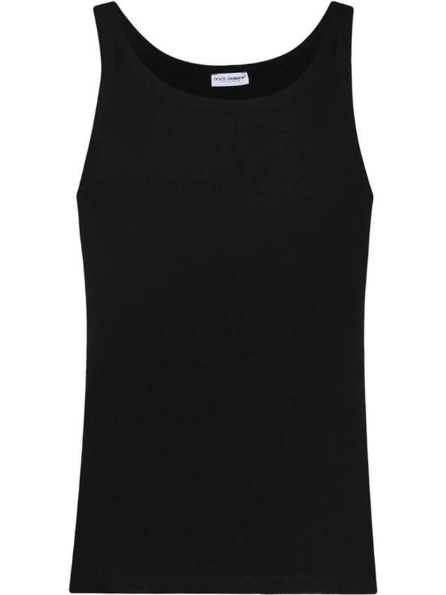 Ribbed Jersey Tank Top In Black Product Image