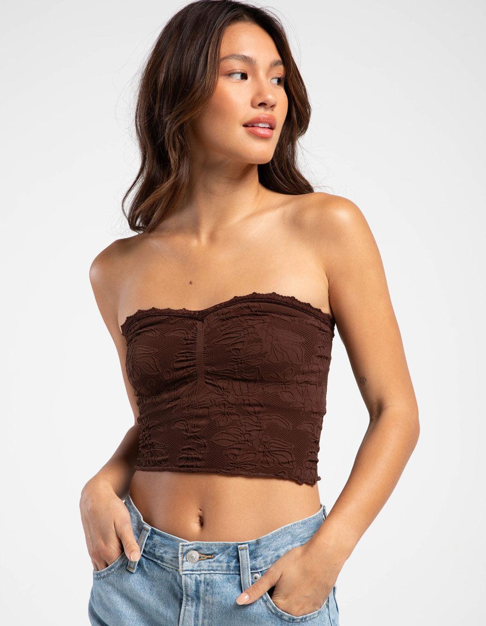 FULL TILT Seamless Lace Trim Textured Womens Tube Top Product Image