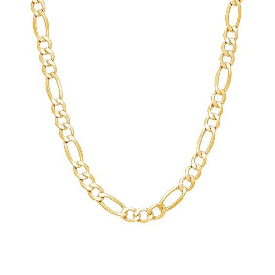 Men's 7.2mm Figaro Chain Necklace in Hollow 14K Gold - 24" Product Image