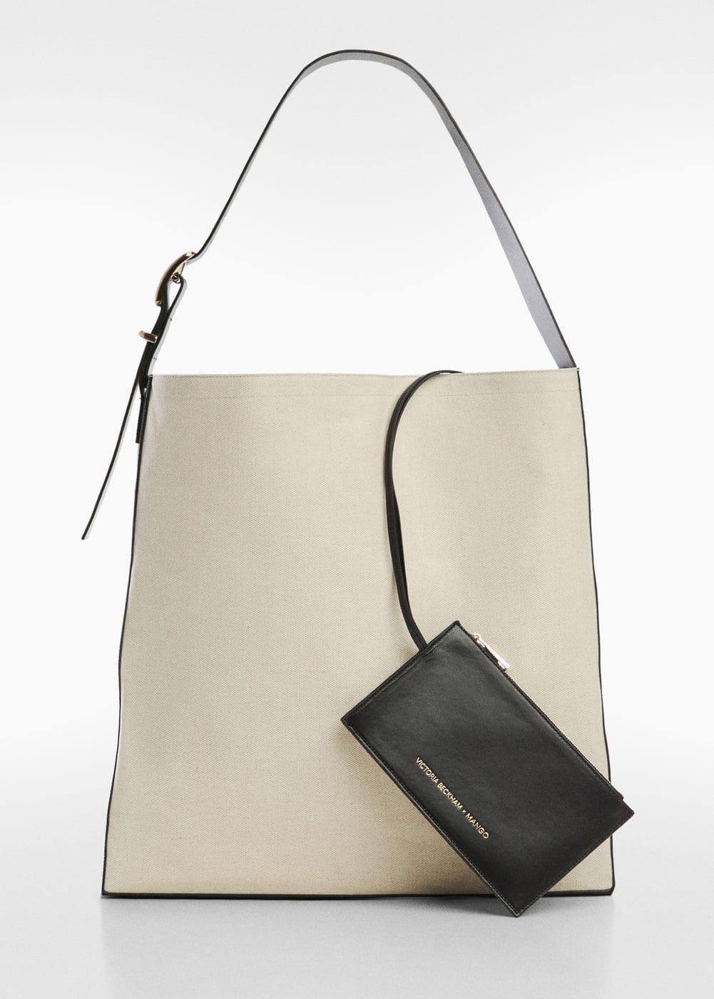 MANGO - Contrast-leather canvas maxi bag - One size - Women Product Image