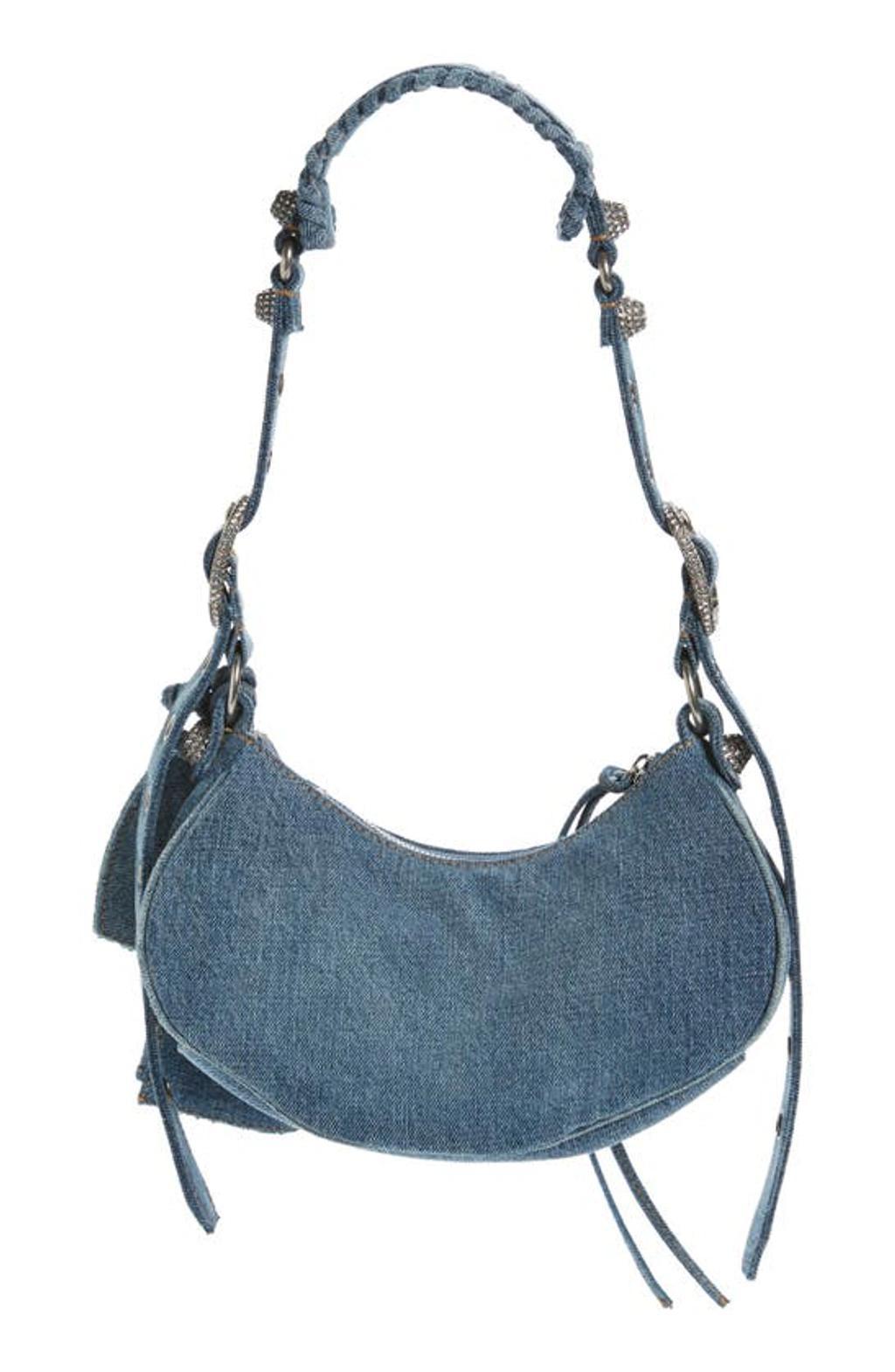 BALENCIAGA Extra Small Cagole Denim Shoulder Bag In Blue Product Image