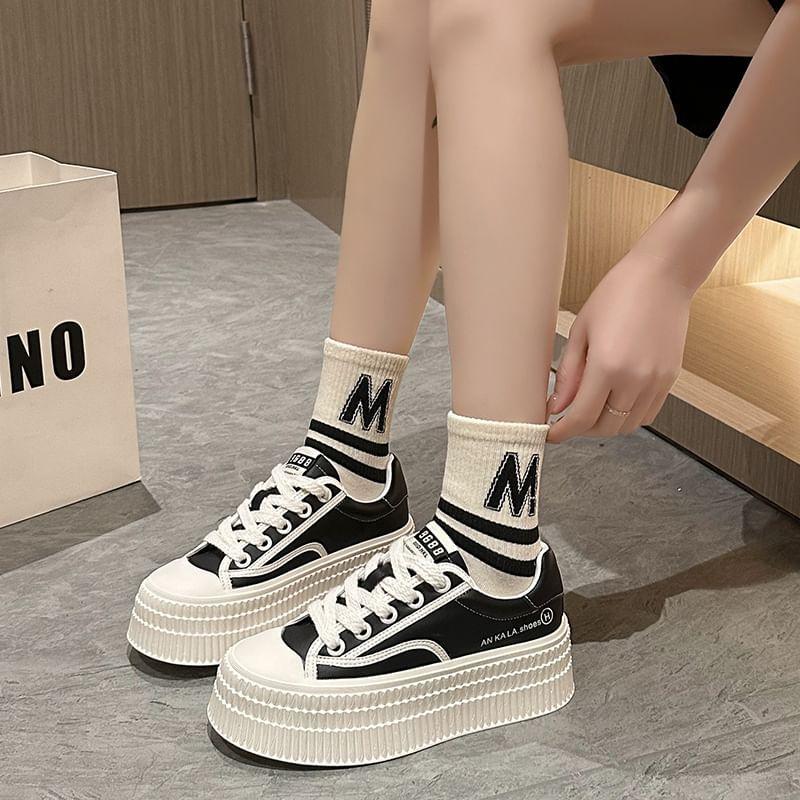 Lettering Lace-Up Platform Sneakers product image