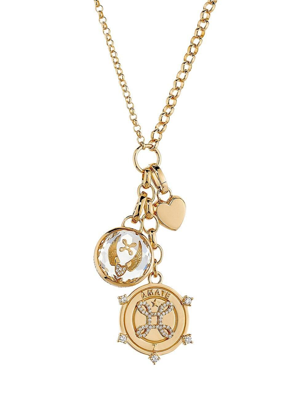 Womens True Love & Vivacity 18K Yellow Gold & 0.35 TCW Diamond Pendant Necklace Product Image