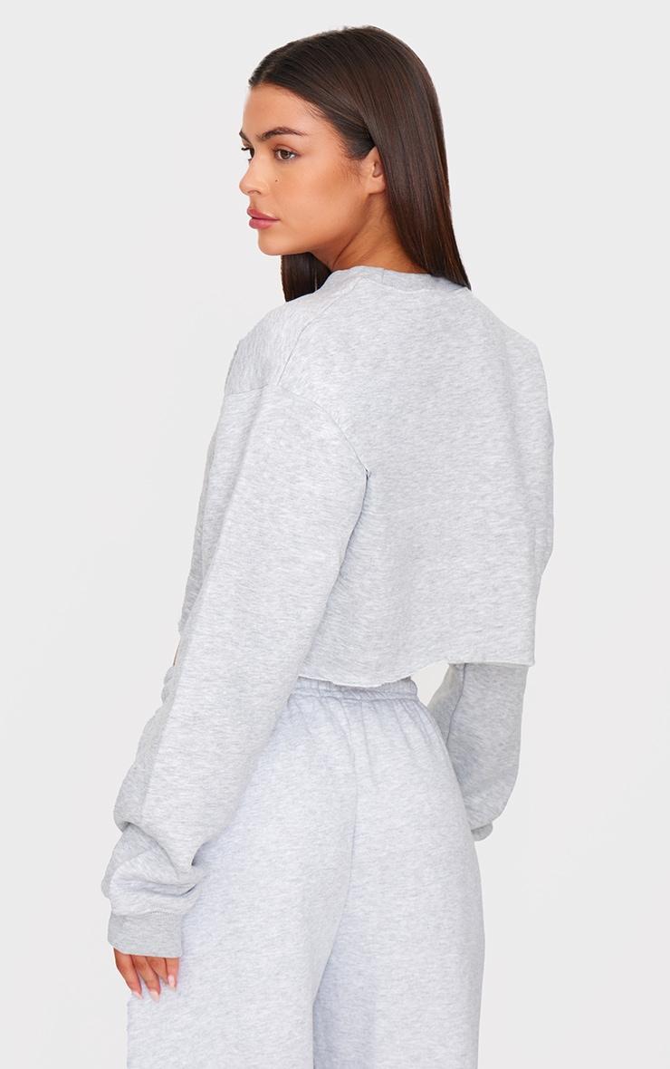 Ash Grey Oversized Cropped Crewneck Sweatshirt Product Image