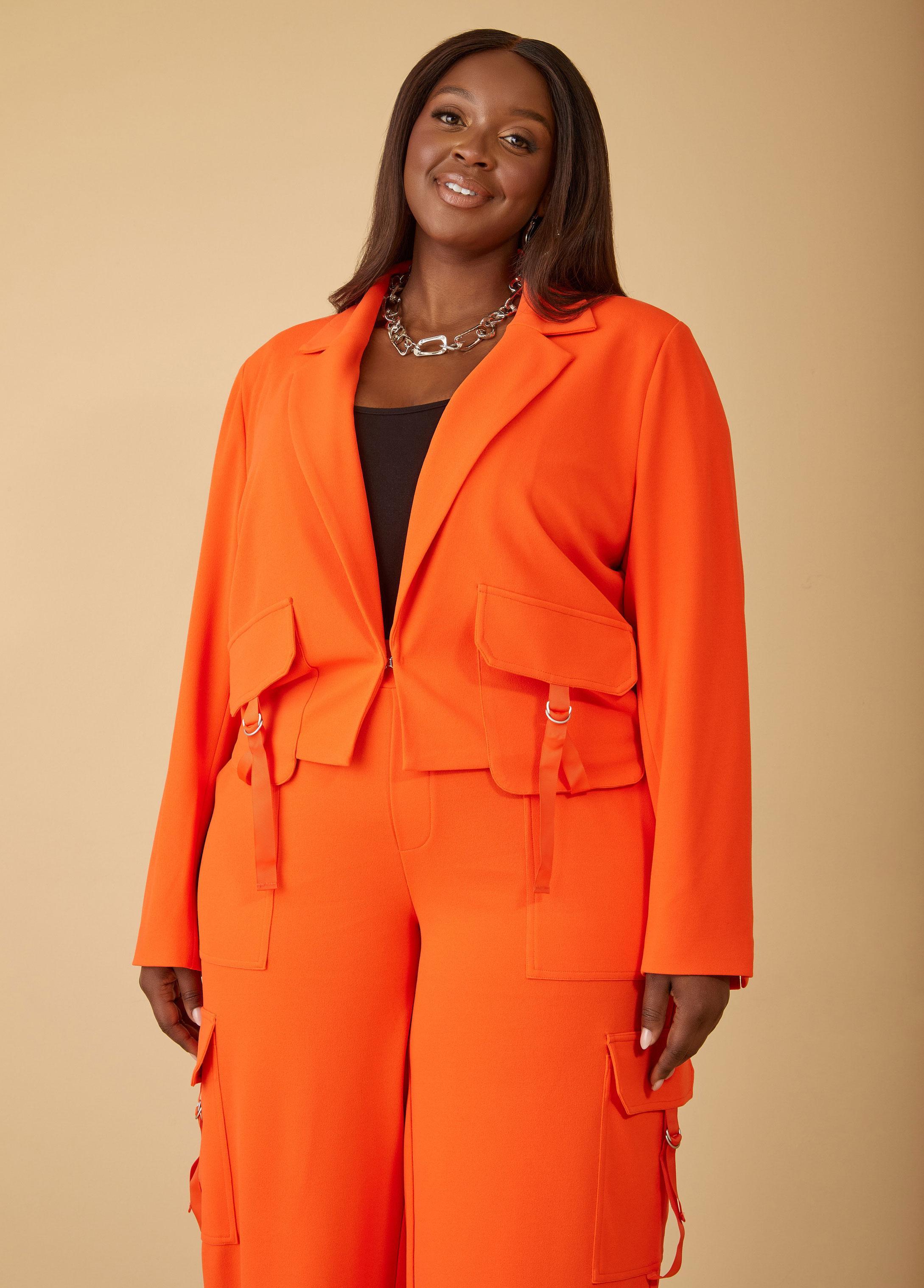 Plus Size Cropped Utility Stretch Crepe Jacket Ashley Stewart Product Image