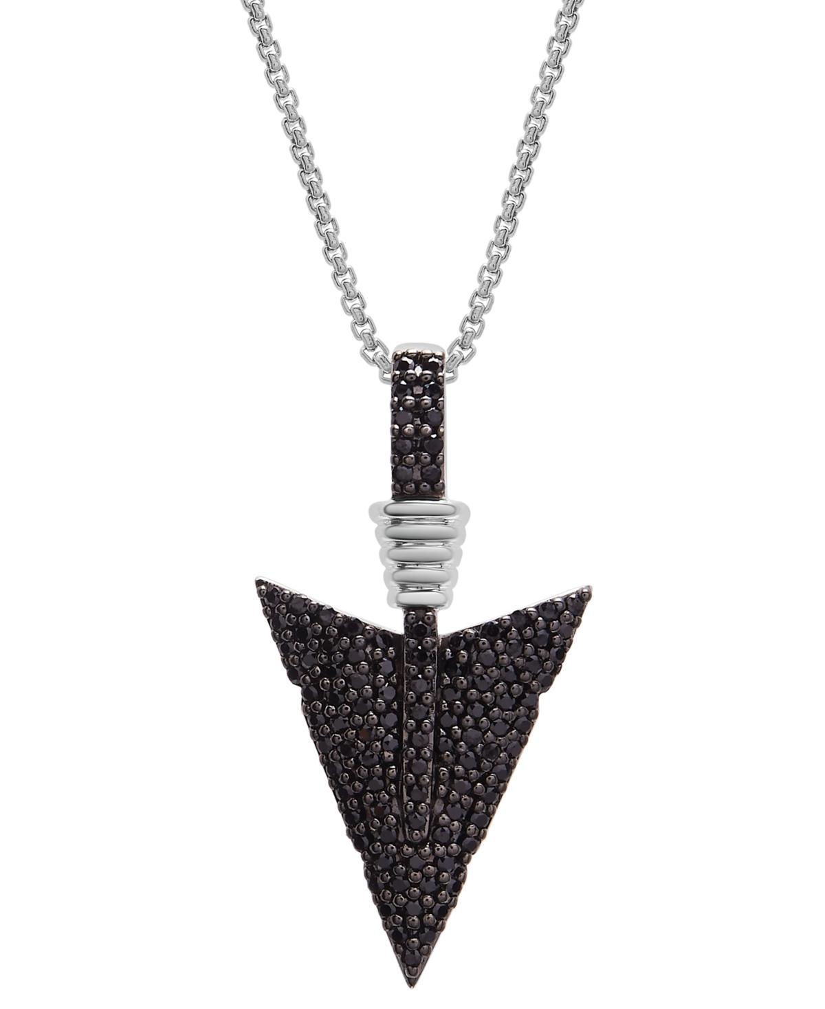 Mens Black Diamond Arrow 22 Pendant Necklace (1/2 ct. t.w.) in Sterling Silver Product Image