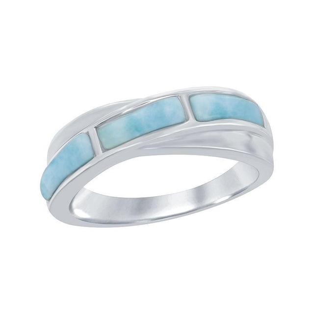 Sterling Silver Larimar Bypass Ring, Womens Blue Product Image