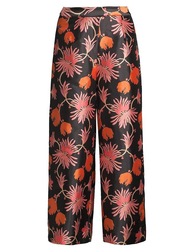 Womens Fantasia Floral Silk Palazzo Pants Product Image