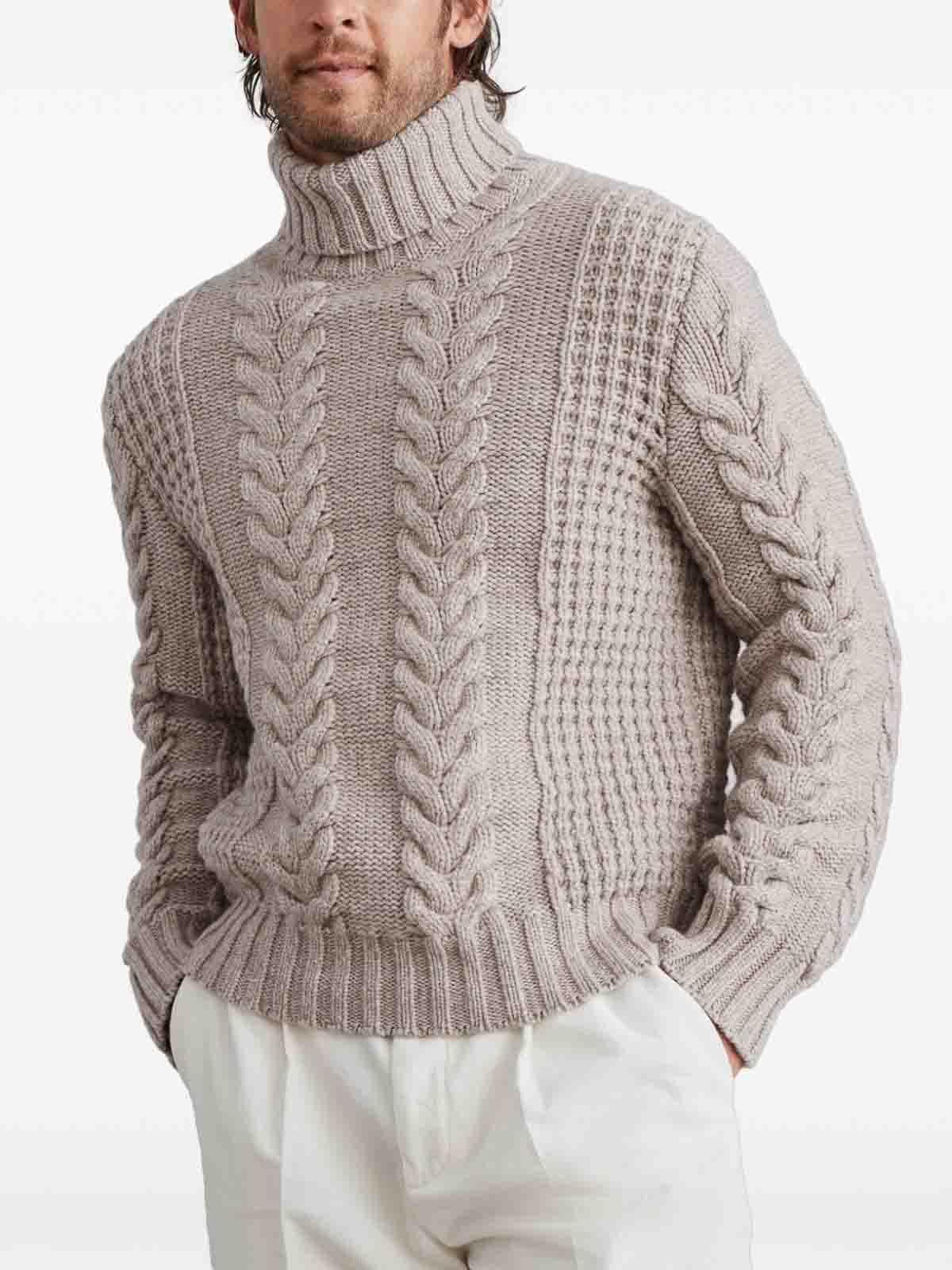 BRUNELLO CUCINELLI Cable-knit Cashmere Jumper In Brown Product Image