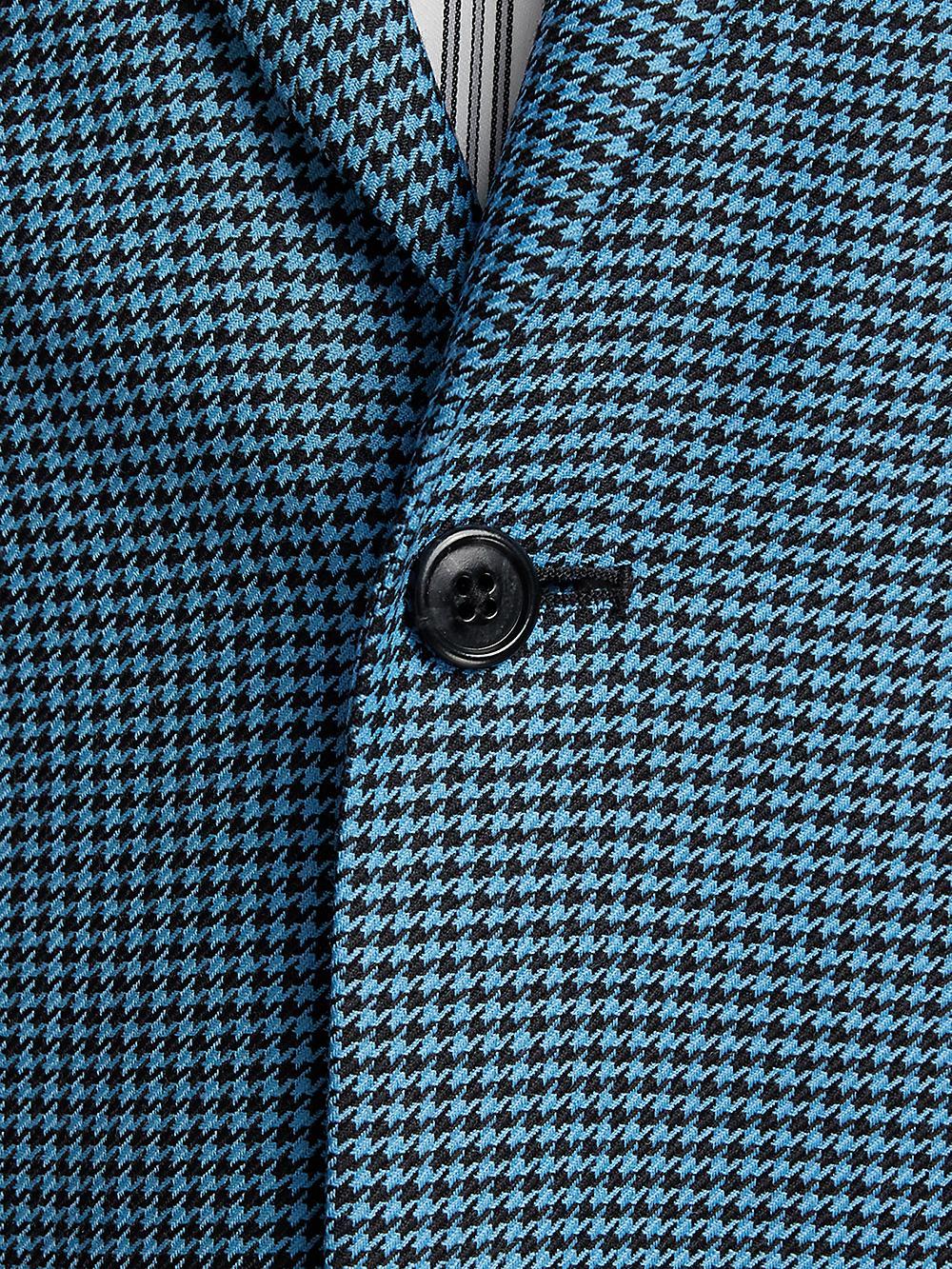 Wool Houndstooth Single Breasted Peak Lapel Sport Coat - Blue/black Product Image