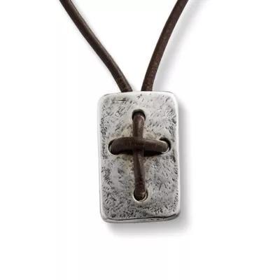 Leather Cross Shield Necklace Product Image