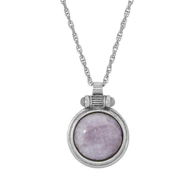 1928 Silver Tone Round Stone Pendant Pendant Necklace, Womens Purple Product Image