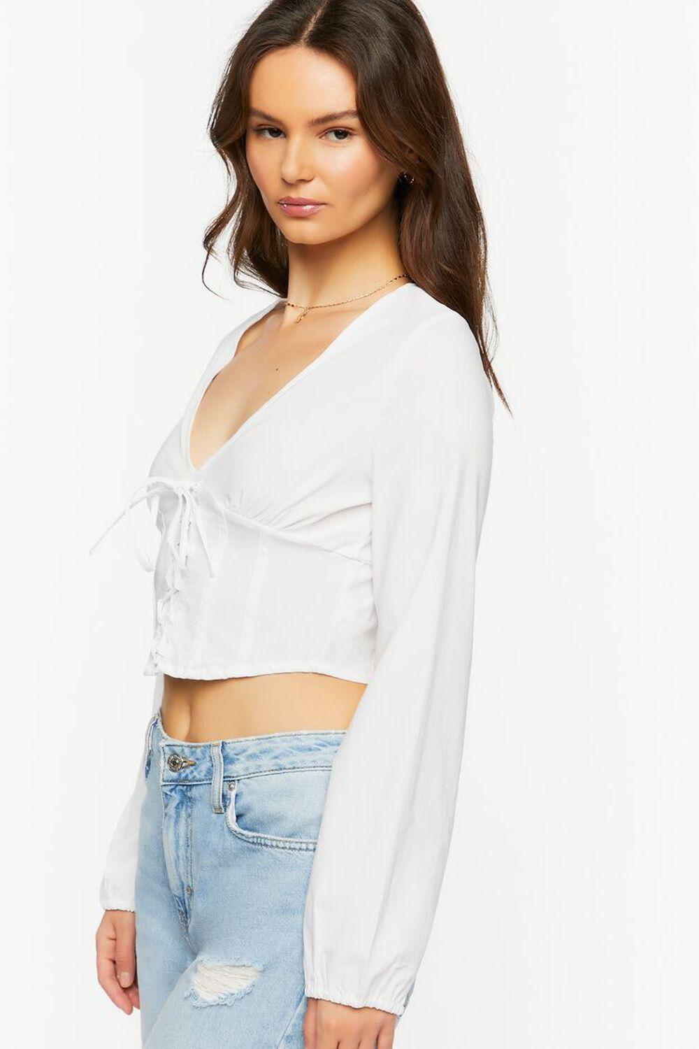 Lace-Up Seamed Crop Top | Forever 21 Product Image