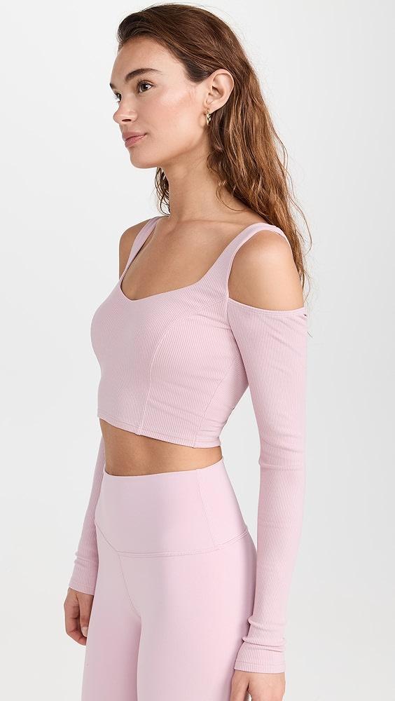 Alo Yoga Ribbed Cropped Butterfly Long Sleeve Tee | Shopbop Product Image