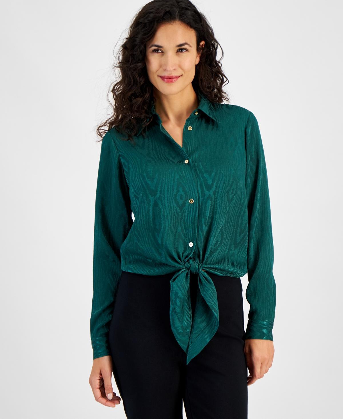 Michael Michael Kors Womens Long-Sleeve Tie-Hem Shirt Product Image