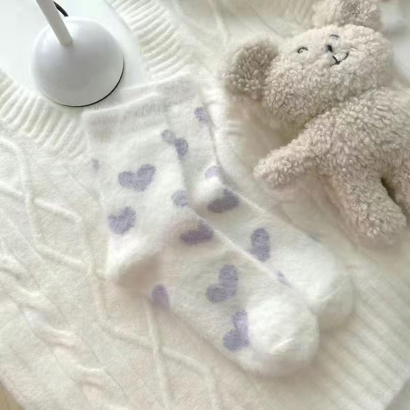 Fuzzy Print Crew Socks Product Image