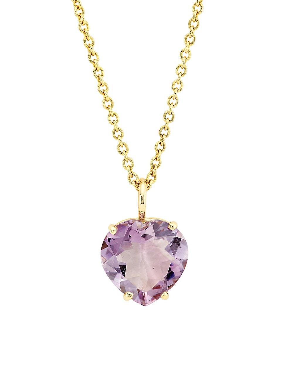 Womens Atlas 14K Yellow Gold & Amethyst Heart Pendant Necklace Product Image