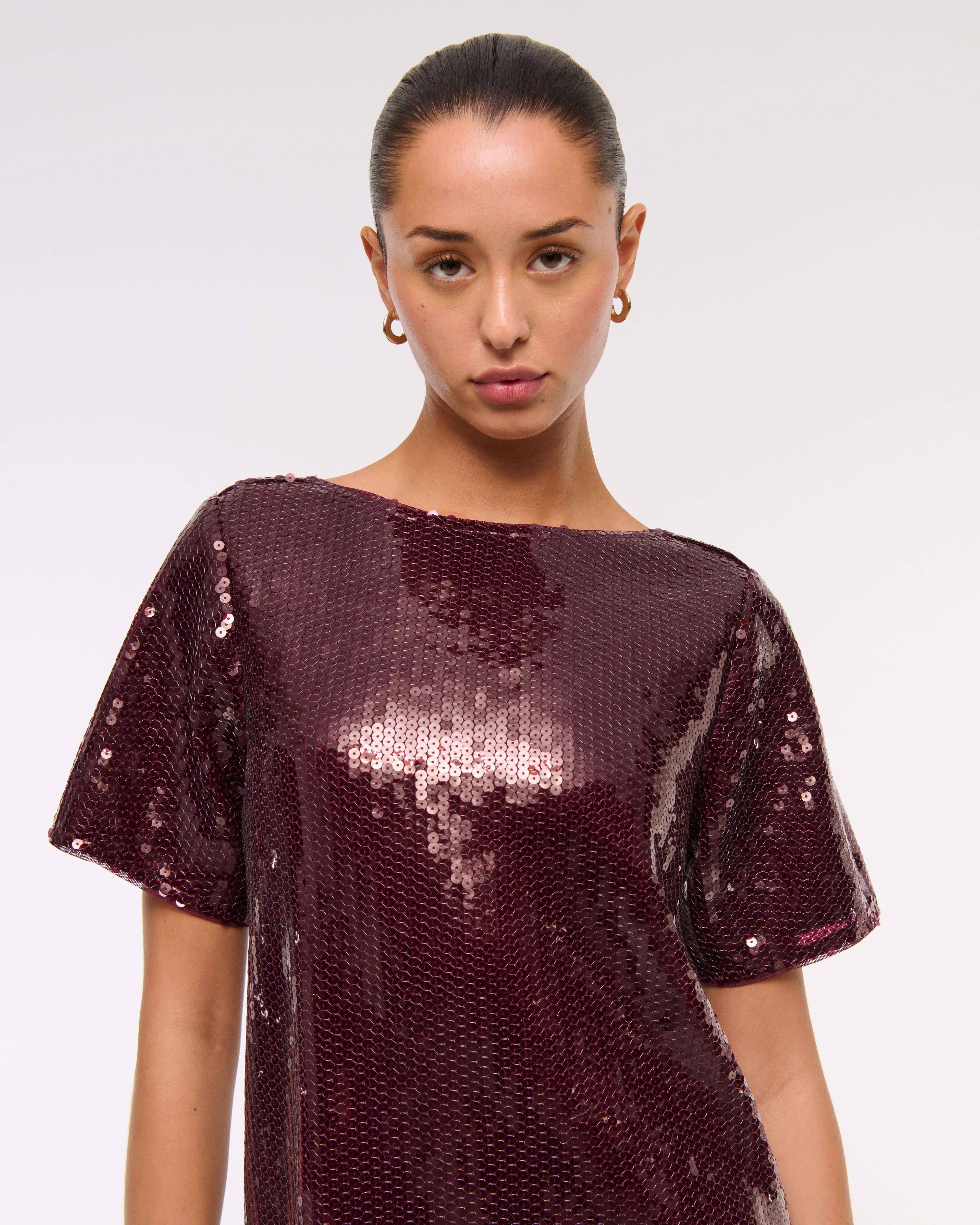 Sequin Tee Shift Mini Dress Product Image