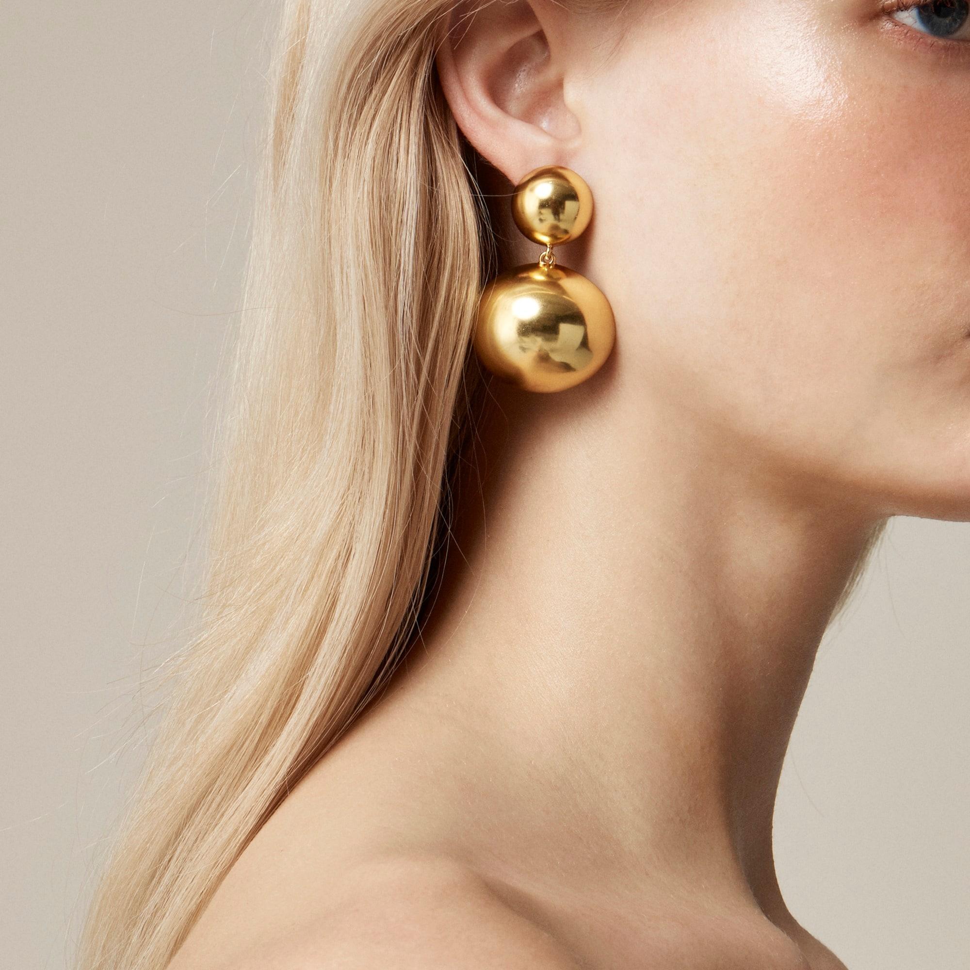 Oversized metallic ball drop earrings Product Image