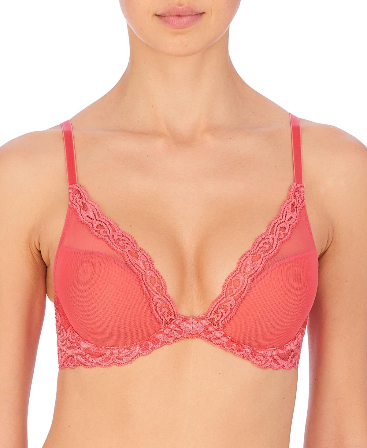 Womens Feathers Lace Contour Underwire Plunge Bra 730023 Product Image