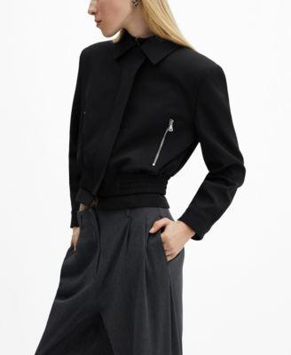 MANGO - Cropped jacket with shoulder pads ecruWomen Product Image